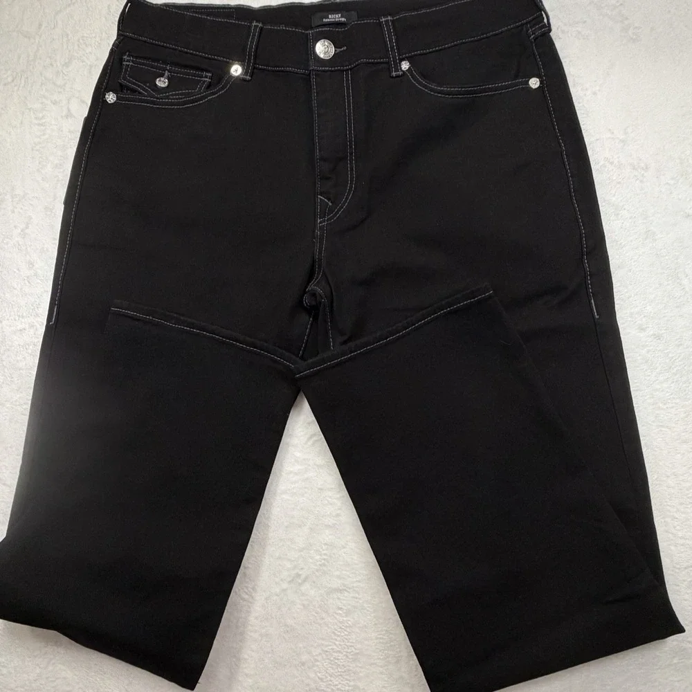 True Religion Ricky Flap SN Black Jeans Mens 36x32 Straight Leg NWT Retail $164